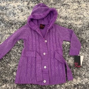 Purple button up hooded sweater 3t